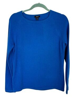 100% Cashmere Sweater Medium Sapphire Blue Crewneck Soft Luxury Knit